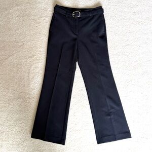 Ann Taylor Black Boot-Cut work Pants with Slim Belt Petite 2